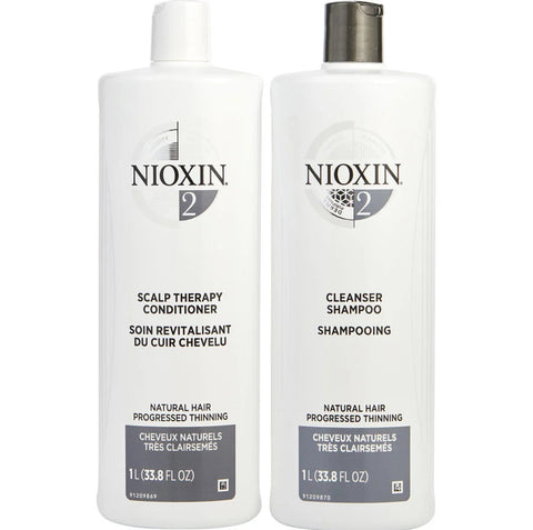 NIOXIN System 2 Scalp Therapy Conditioner & Cleanser Shampoo For Natural Hair With Progressed Thinning Liter Duo Unisex 1L