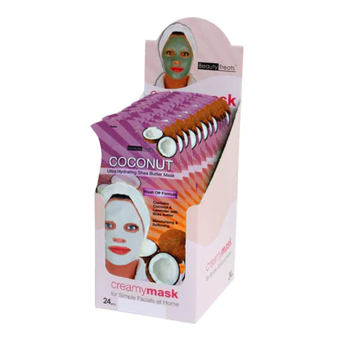 BEAUTY TREATS Coconut Ultra Hydrating Hydrating Shea Butter Mask - Display Box 24 Pcs