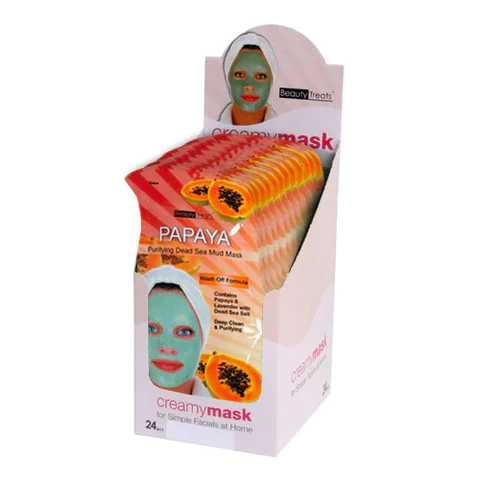 BEAUTY TREATS Papaya Purifying Dead Sea Mud Mask - Display Box 24 Pcs
